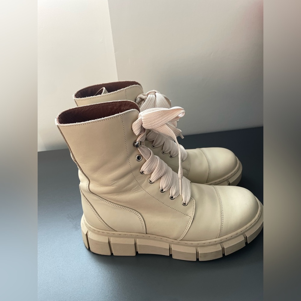 Beige Combat Boots